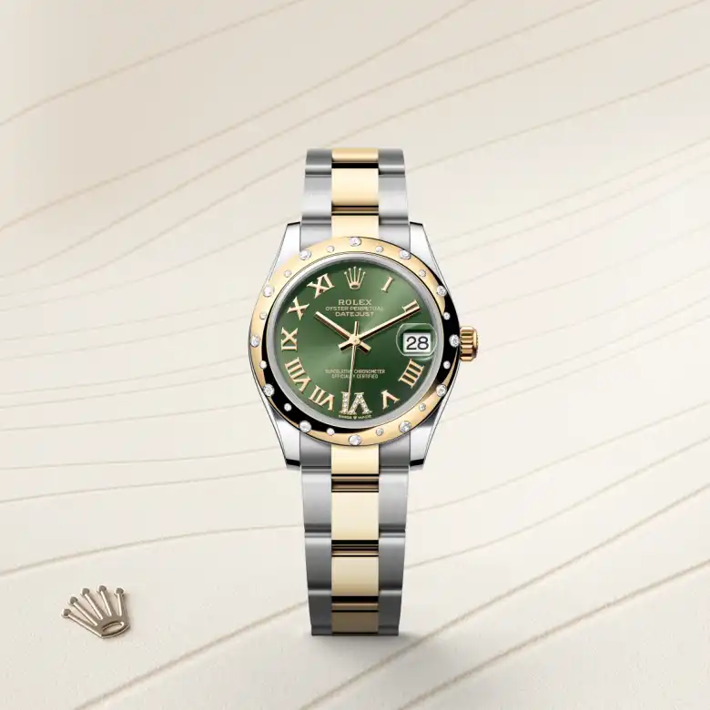 Rolex 
Datejust 31
Oyster, 31 mm, acero Oystersteel, oro amarillo y diamantes
M278343RBR-0015