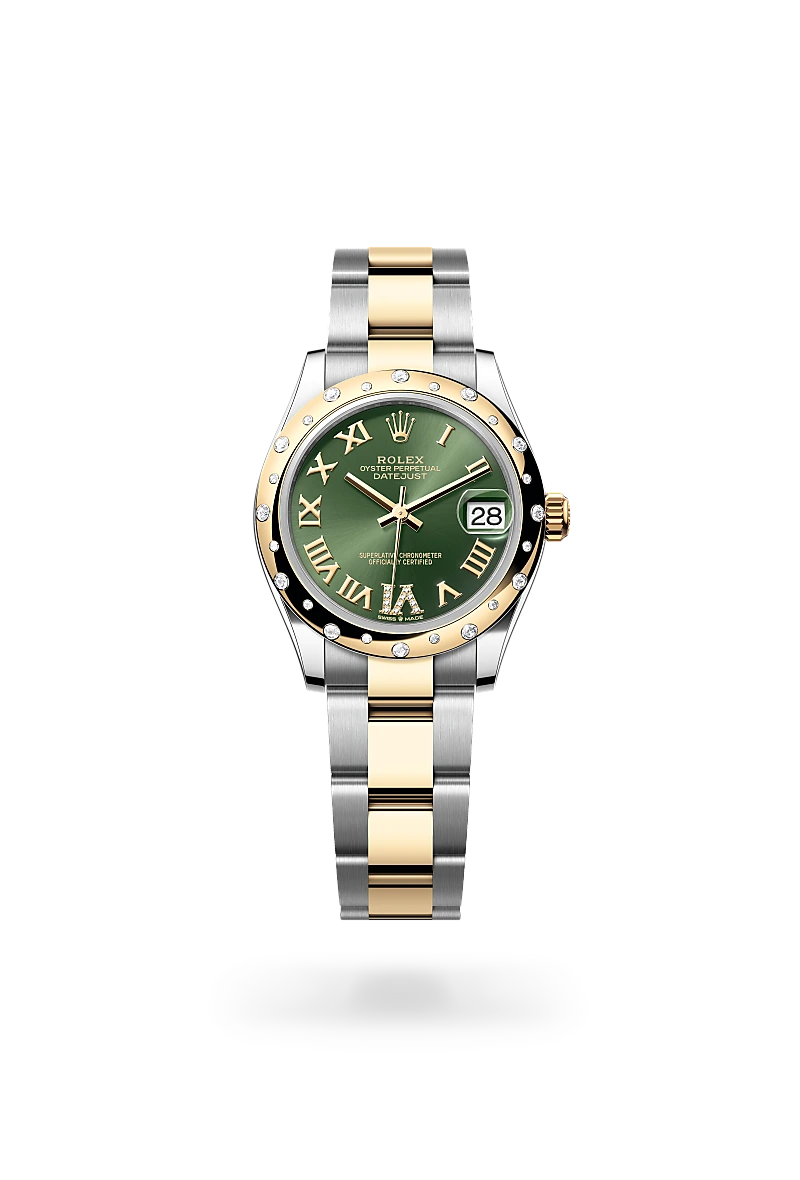 Rolex 
Datejust 31
Oyster, 31 mm, acero Oystersteel, oro amarillo y diamantes
M278343RBR-0015