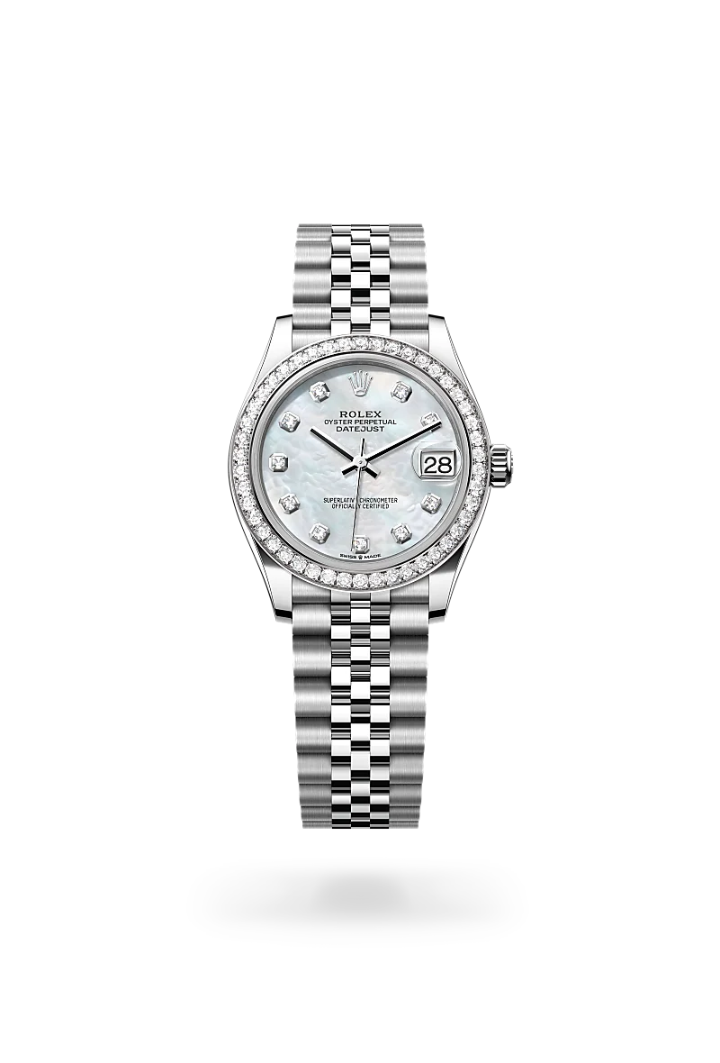 Rolex 
Datejust 31
Oyster, 31 mm, acero Oystersteel, oro blanco y diamantes
M278384RBR-0008