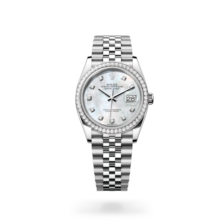 Rolex 
Datejust 36
Oyster, 36 mm, acero Oystersteel, oro blanco y diamantes
M126284RBR-0011