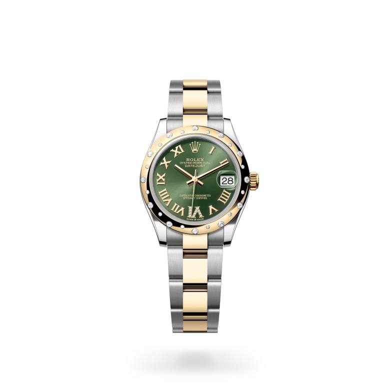 Rolex 
Datejust 31
Oyster, 31 mm, acero Oystersteel, oro amarillo y diamantes
M278343RBR-0015