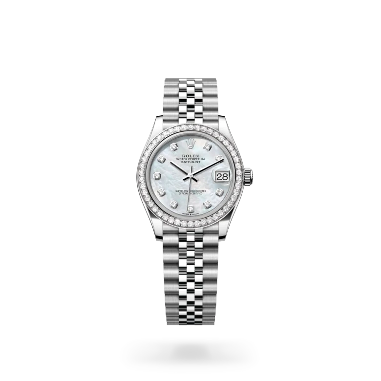 Rolex 
Datejust 31
Oyster, 31 mm, acero Oystersteel, oro blanco y diamantes
M278384RBR-0008