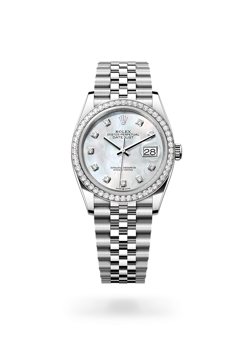 Rolex 
Datejust 36
Oyster, 36 mm, acero Oystersteel, oro blanco y diamantes
M126284RBR-0011