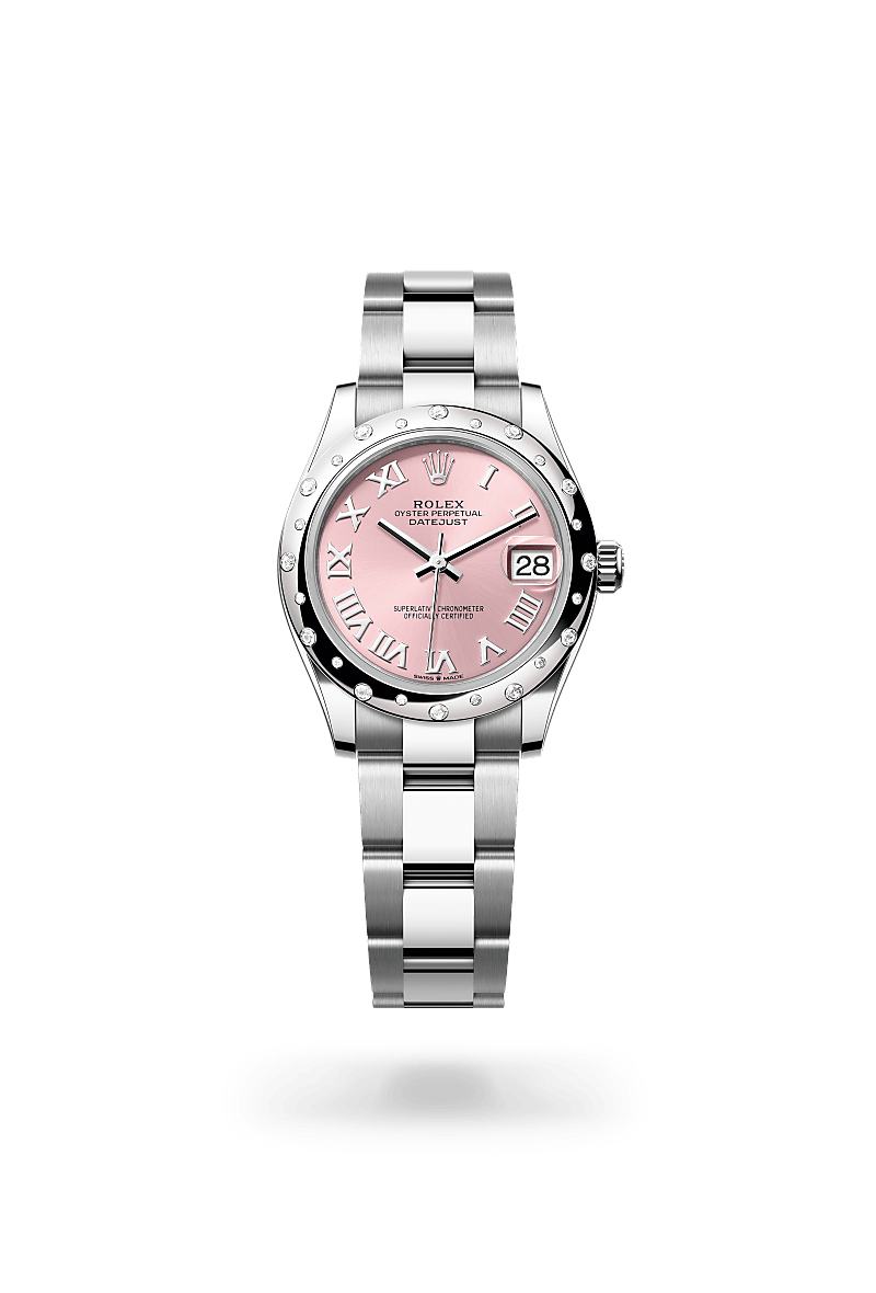 Rolex 
Datejust 31
Oyster, 31 mm, acero Oystersteel, oro blanco y diamantes
M278344RBR-0021