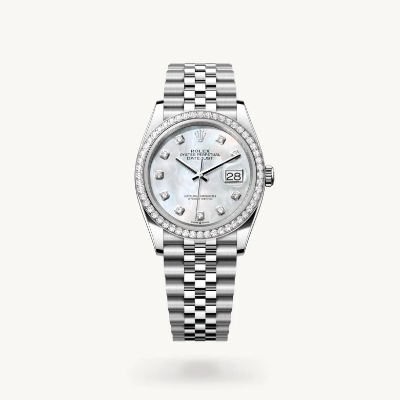 Rolex 
Datejust 36
Oyster, 36 mm, acero Oystersteel, oro blanco y diamantes
M126284RBR-0011