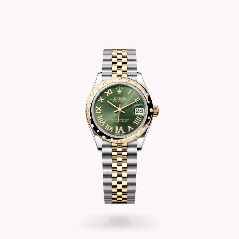 Rolex 
Datejust 31
Oyster, 31 mm, acero Oystersteel, oro amarillo y diamantes
M278343RBR-0016