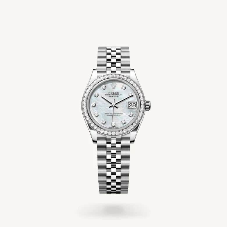 Rolex 
Datejust 31
Oyster, 31 mm, acero Oystersteel, oro blanco y diamantes
M278384RBR-0008