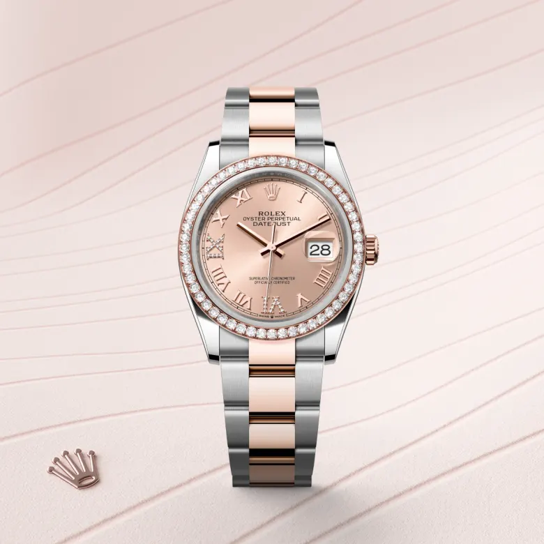 Rolex 
Datejust 36
Oyster, 36 mm, acero Oystersteel, oro Everose y diamantes
M126281RBR-0016