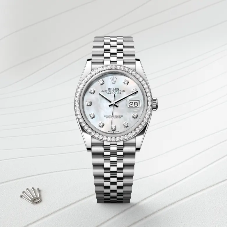 Rolex 
Datejust 36
Oyster, 36 mm, acero Oystersteel, oro blanco y diamantes
M126284RBR-0011