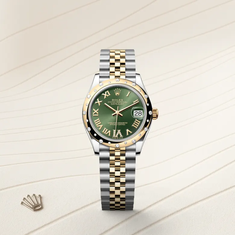 Rolex 
Datejust 31
Oyster, 31 mm, acero Oystersteel, oro amarillo y diamantes
M278343RBR-0016