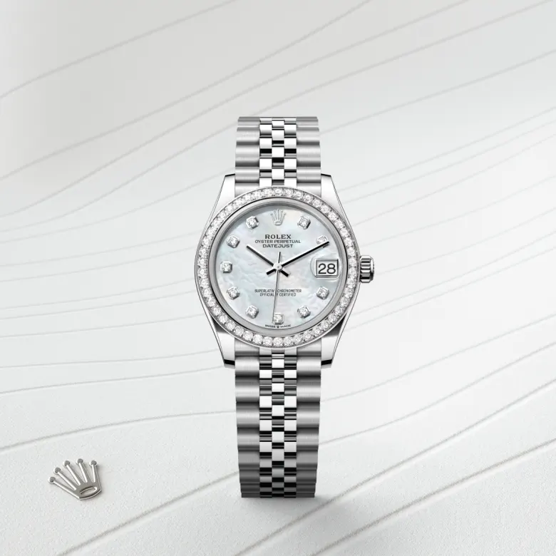 Rolex 
Datejust 31
Oyster, 31 mm, acero Oystersteel, oro blanco y diamantes
M278384RBR-0008