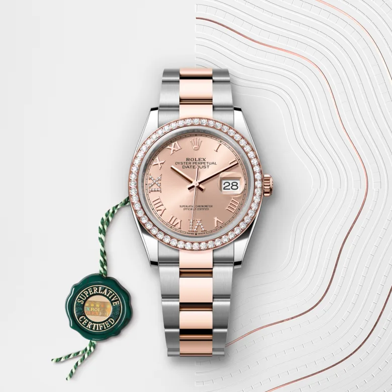 Rolex 
Datejust 36
Oyster, 36 mm, acero Oystersteel, oro Everose y diamantes
M126281RBR-0016