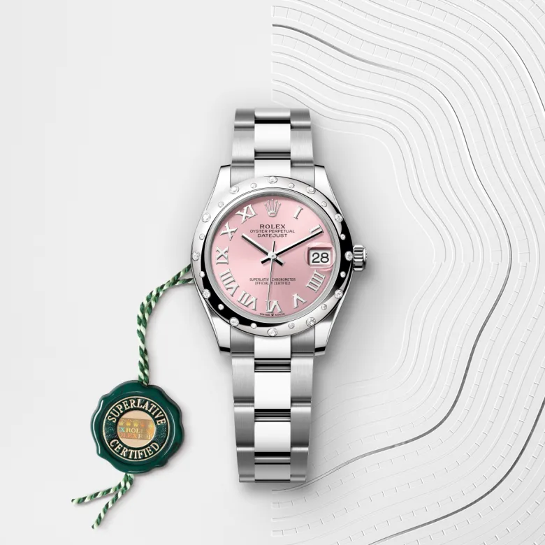 Rolex 
Datejust 31
Oyster, 31 mm, acero Oystersteel, oro blanco y diamantes
M278344RBR-0021