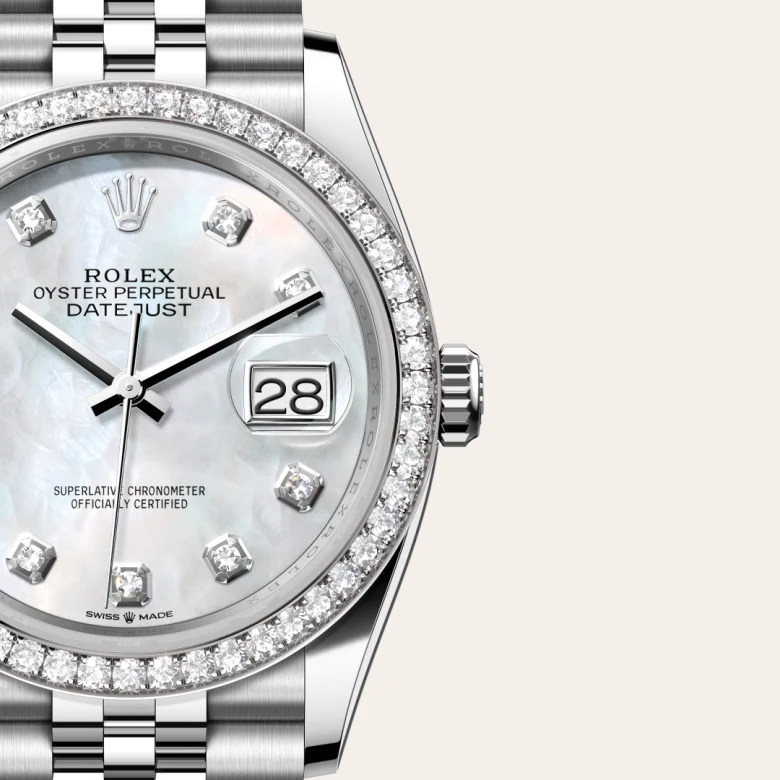 Rolex 
Datejust 36
Oyster, 36 mm, acero Oystersteel, oro blanco y diamantes
M126284RBR-0011