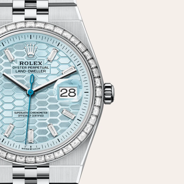 Rolex 
Land-Dweller 36
Oyster, 36 mm, platino y diamantes
M127286TBR-0001