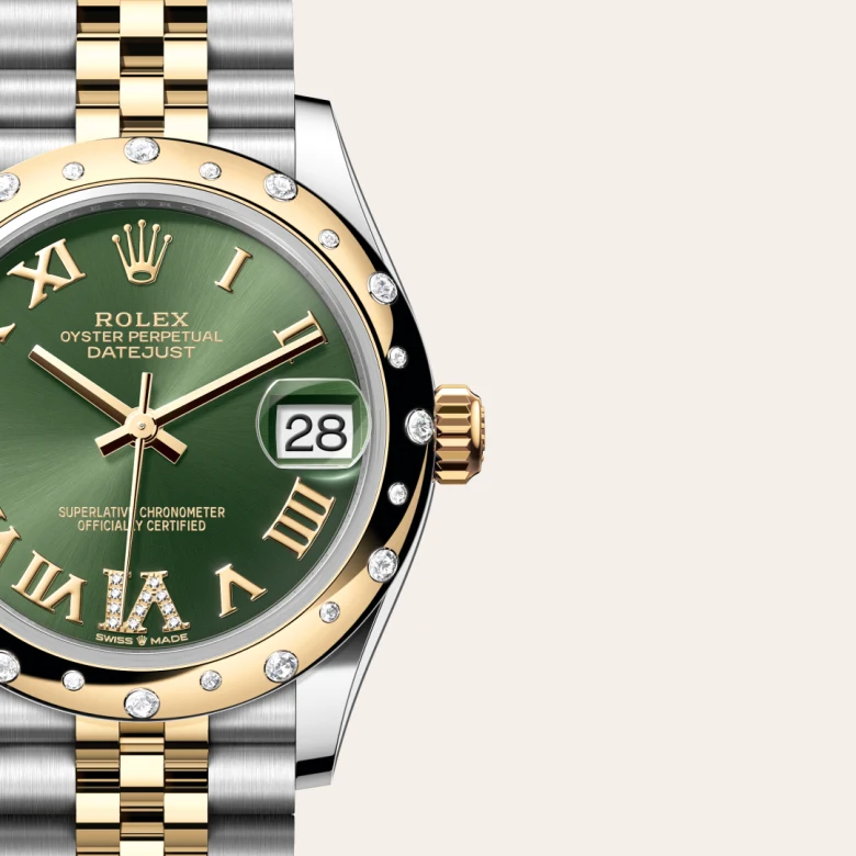 Rolex 
Datejust 31
Oyster, 31 mm, acero Oystersteel, oro amarillo y diamantes
M278343RBR-0016