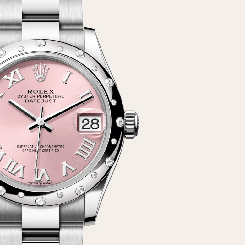Rolex 
Datejust 31
Oyster, 31 mm, acero Oystersteel, oro blanco y diamantes
M278344RBR-0021