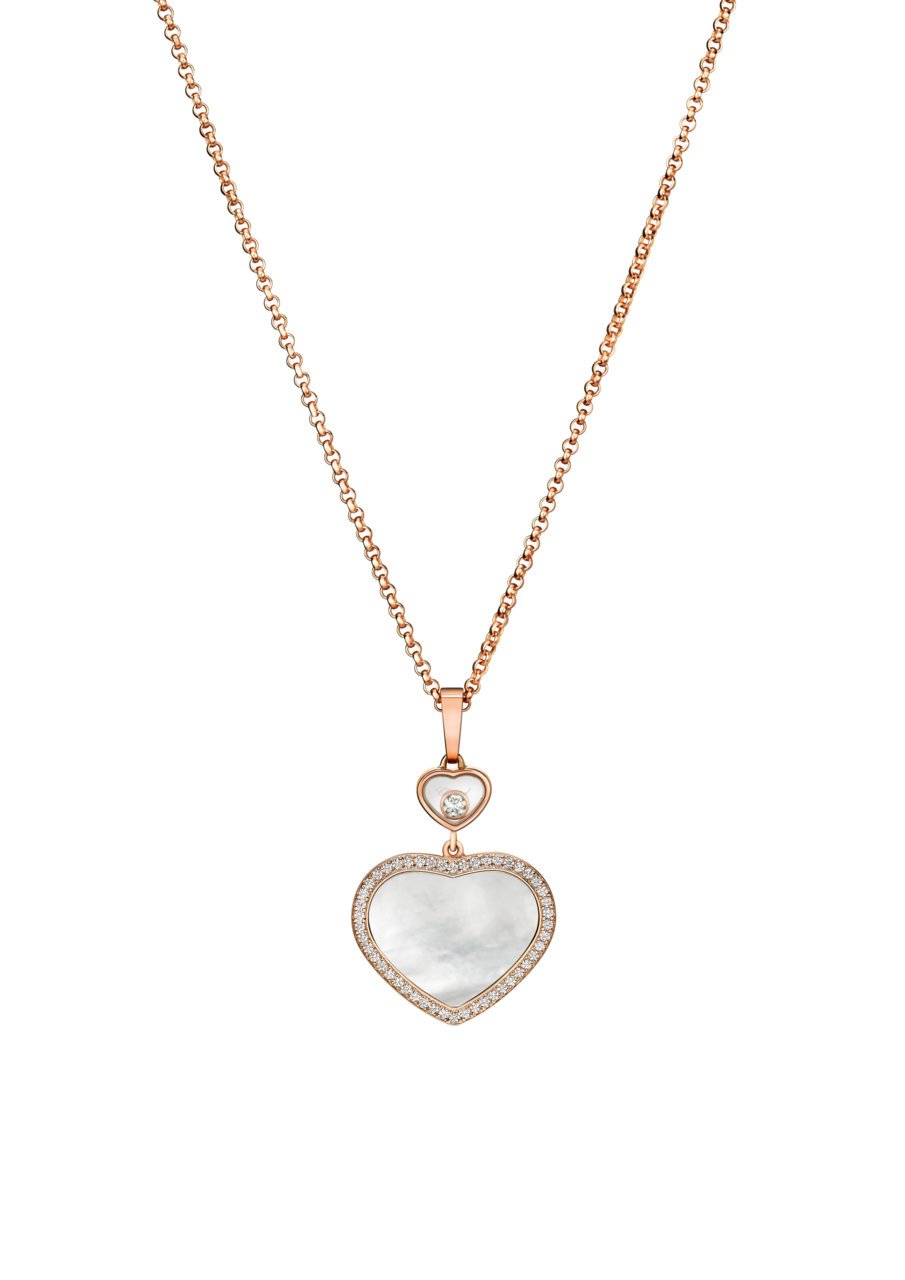 Happy Hearts Colgante, Oro Rosa Ético, Diamantes, Nácar - Imagen 2