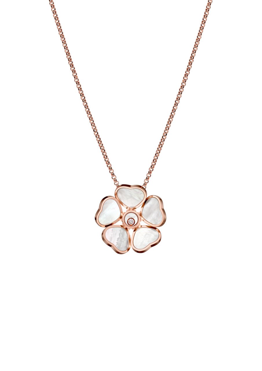 Happy Hearts Flowers Colgante, Oro Rosa Ético, Diamante - Imagen 3