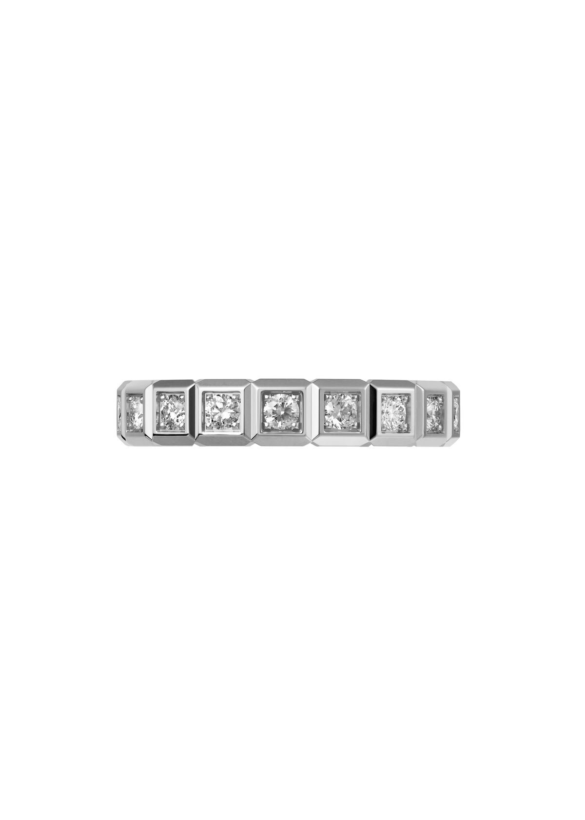 Ice Cube Anillo, Oro Blanco Ético, Diamantes Semiengastados - Imagen 2