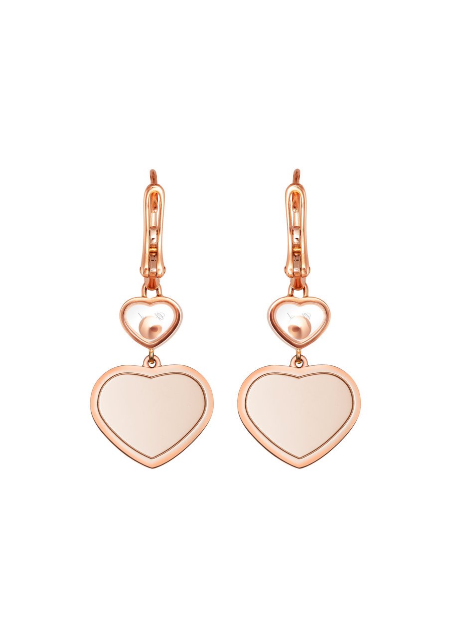 Happy Hearts Pendientes, Oro Rosa Ético, Diamantes - Imagen 3